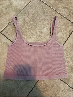 Free People Ribbed Scoop Crop Tank in Dusty Pink